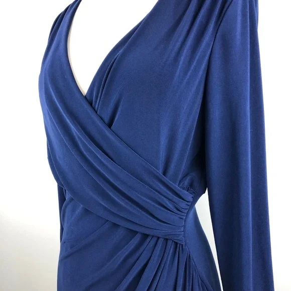 Lauren Ralph Lauren Deep Sapphire Faux Wrap Dress - Picture 5 of 8